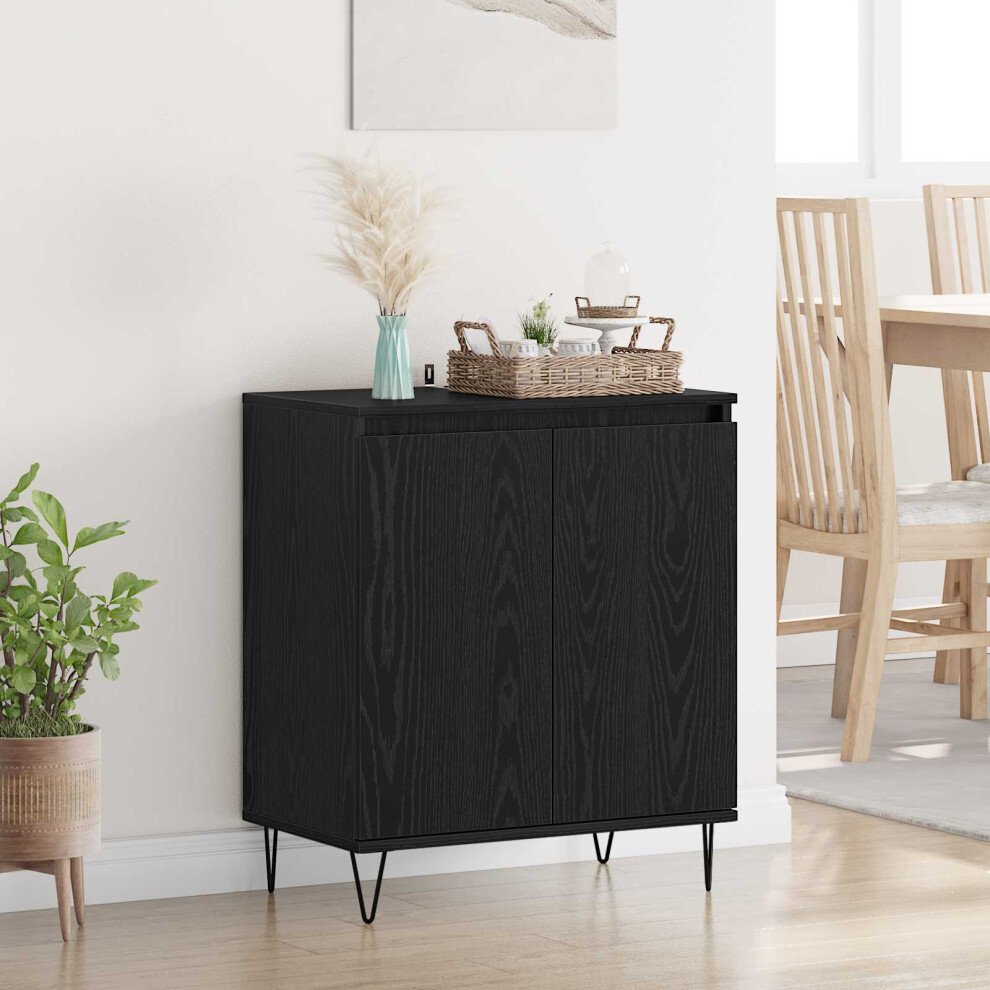 Vidaxl Sideboard Black Oak 60 X 35 X 70 Cm Engineered Wood