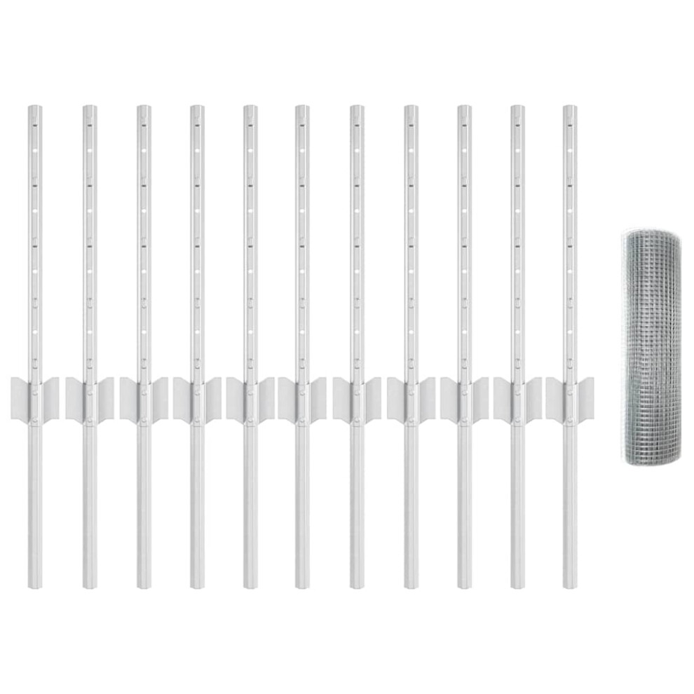 Vidaxl Welded Wire Fence With Post 25 X 0.4 M Hot-Dip Galvanised Steel