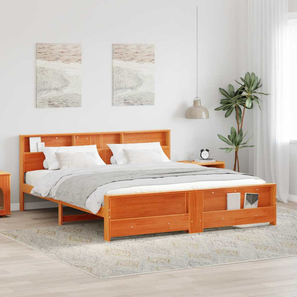 Vidaxl Bed Frame With Headboard Wax Brown 180 X 200 Cm Engineered Wood