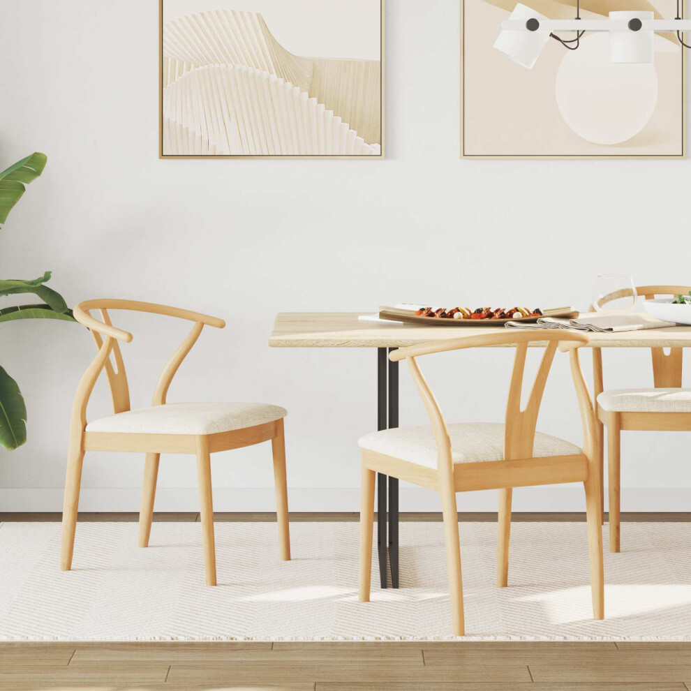 VIDAXL Set of 2 Dining Chairs Natural Rubberwood Curved Vintage Style - Image 2