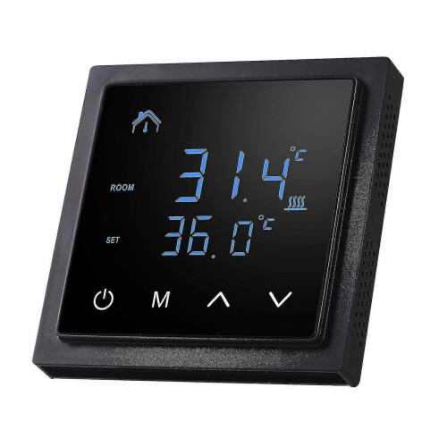 (Black) Smart Thermostat 16a Floor Heating Temperature Controller With Led Touch Screen 85-265v Electric Heating Control 1