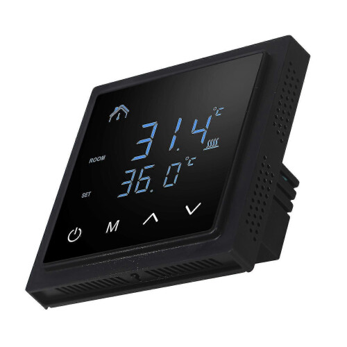 (Black) Smart Thermostat 16a Floor Heating Temperature Controller With Led Touch Screen 85-265v Electric Heating Control 2