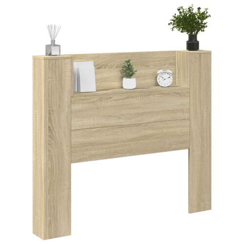 VidaXL vidaXL Storage Headboard with LED Sonoma Oak Engineered Wood 2