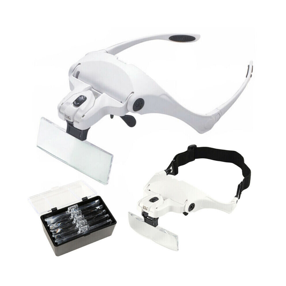 Head Magnifier 2LED Lights Magnifying Glass Handsfree Lam