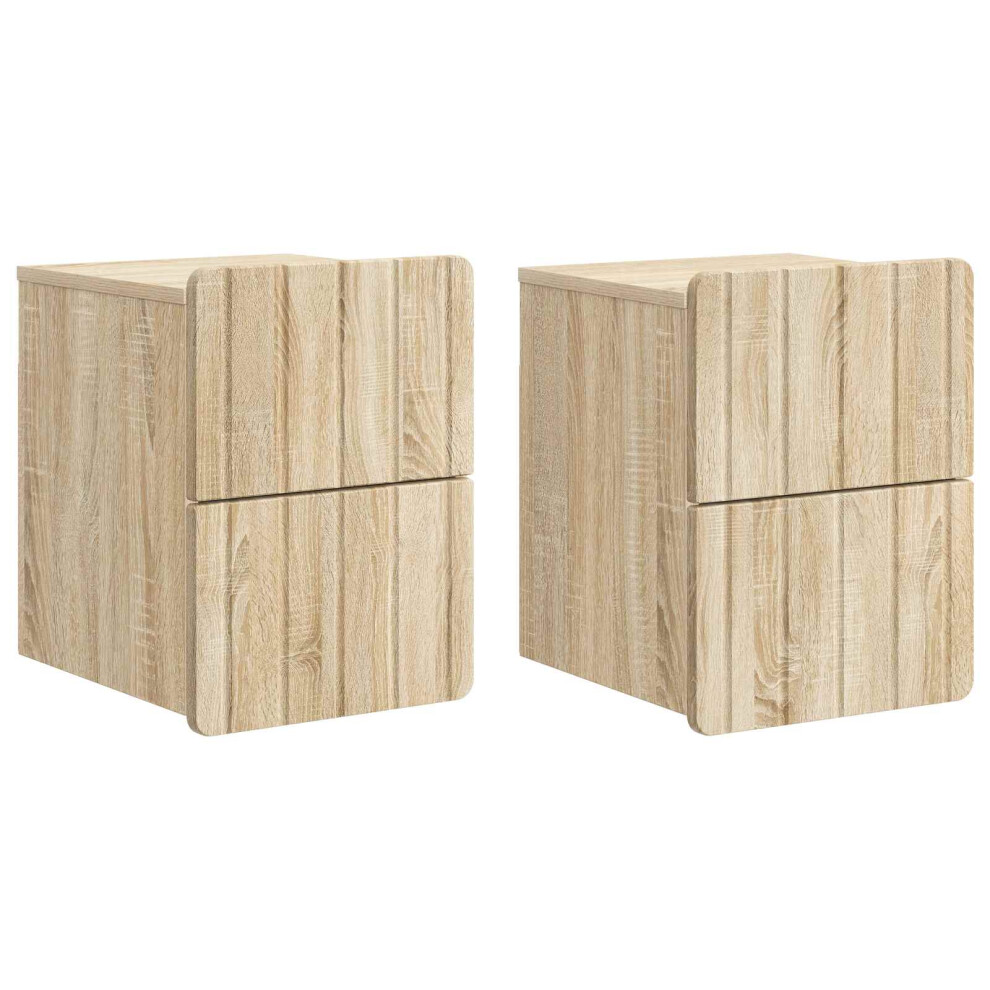 Vidaxl Wall-Mounted Bedside Cabinet 2 Pcs Sonoma Oak 33 X 34.5 X 43 Cm