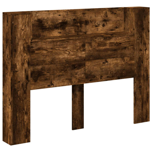 VidaXL vidaXL Storage Headboard with LED Smoked Oak Engineered Wood 1
