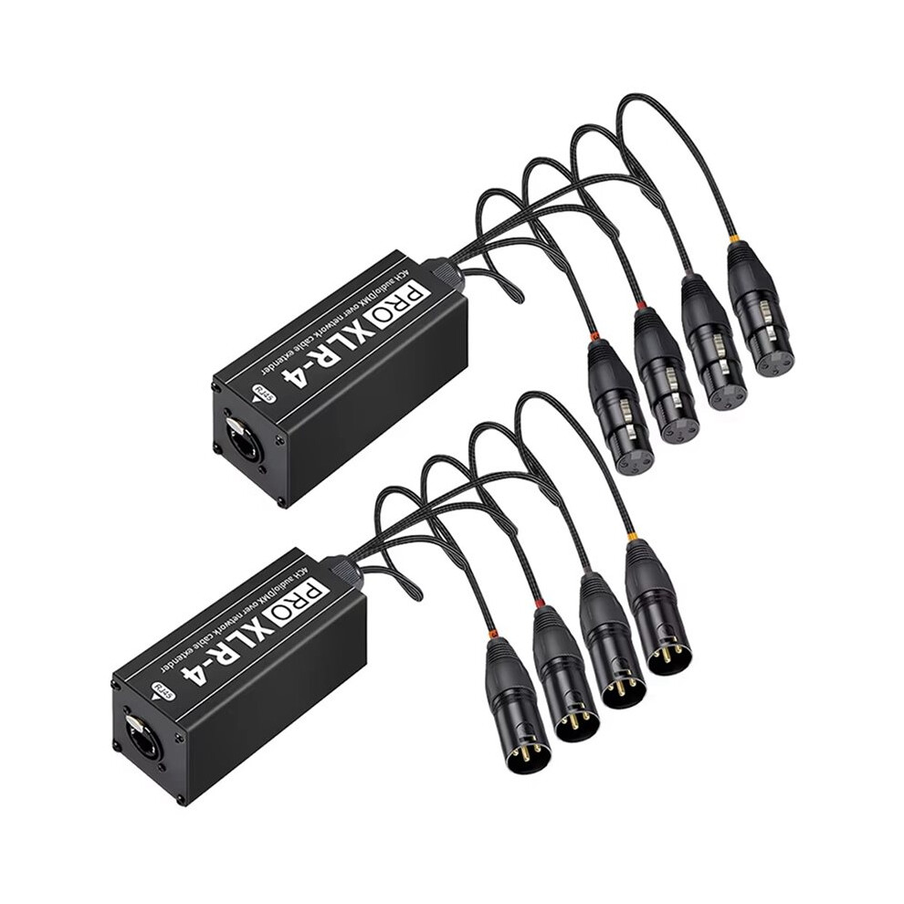 4-Channel Xlr Audio And Dmx Network Cable Extender, Dmx512 Network Signal Extender For Stage Sound Lighting Studio A 4711820449516