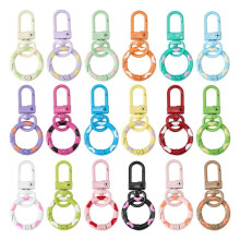 Candy Color Spring Keychain Candy Colorful Metal Lobster Claw Keychain with Spring Key Rings for DIY ,18PCS