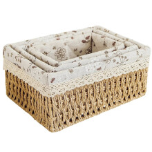 Set of 3 Rectangular Hand Woven Storage Baskets - Versatile Home Organizer