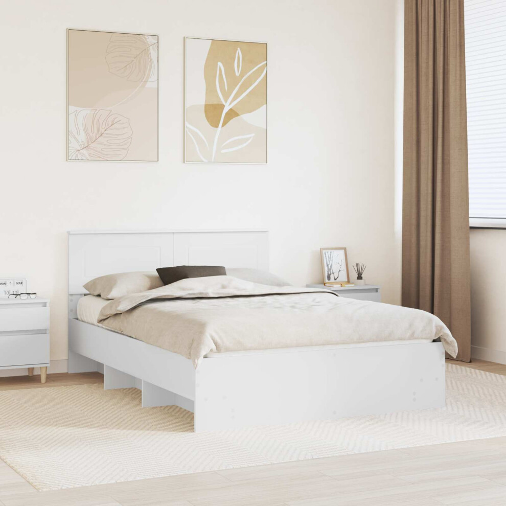 Vidaxl Bed Frame With Headboard White 160 X 200 Cm Engineered Wood