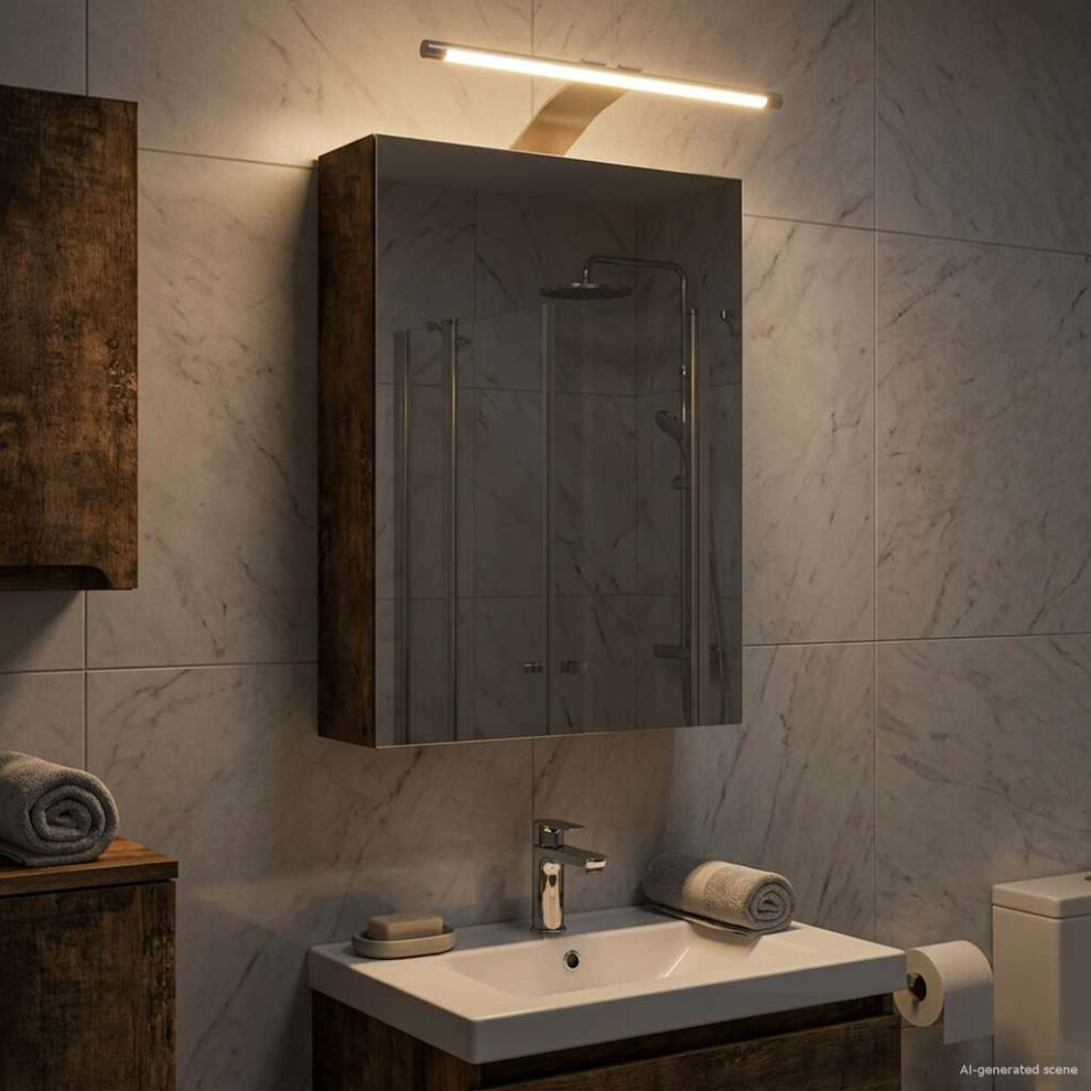 Vidaxl Bathroom Mirror Cabinet With Shelf Smoked Oak 30 X 10.5 X 50 Cm