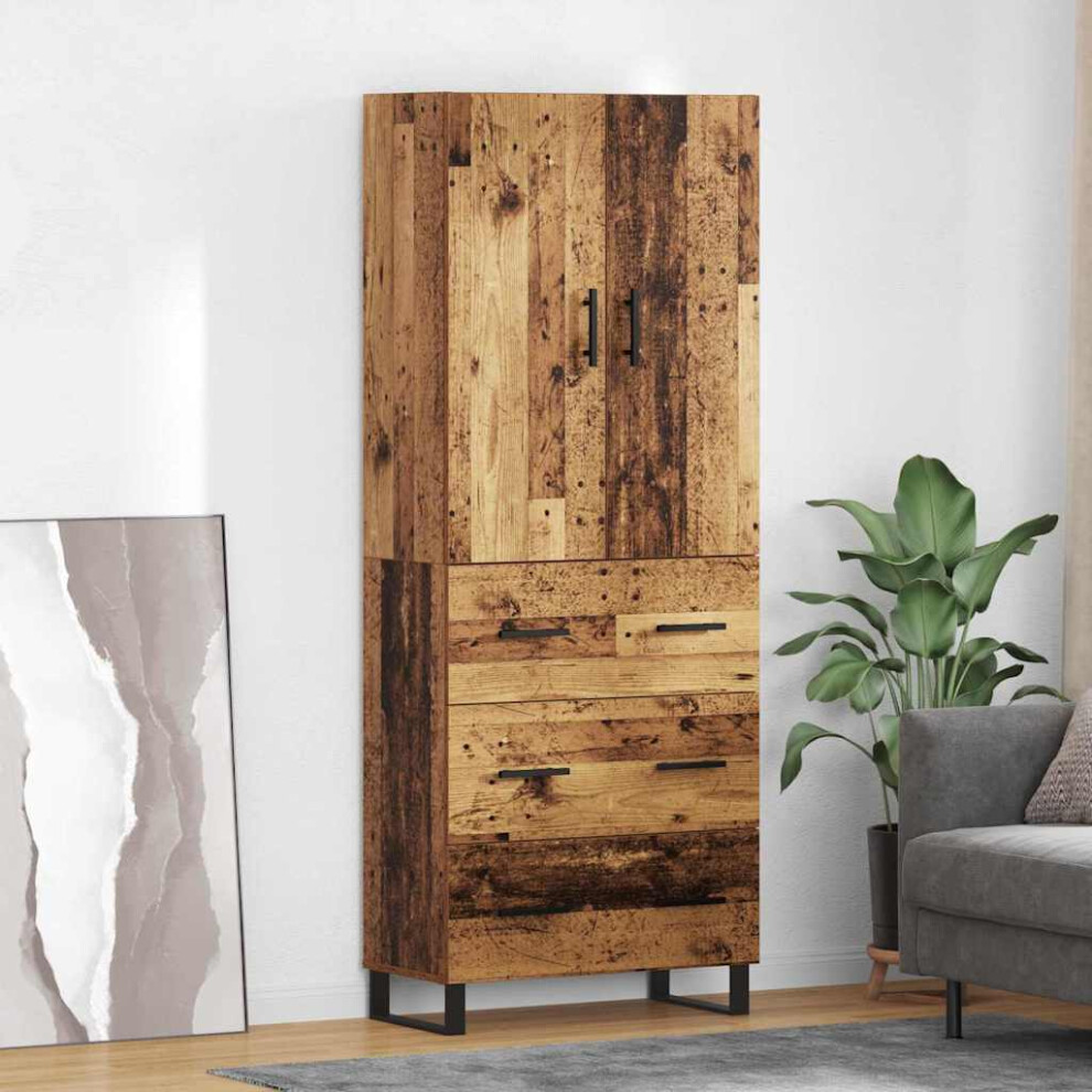 Vidaxl Highboard With Drawer 2 Pcs Old Wood 69.5 X 34 X 180 Cm