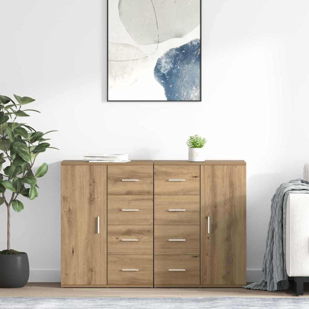Vidaxl Sideboards With Drawer Corona 2 Pcs Artisan Oak 59 X 39 X 80 Cm