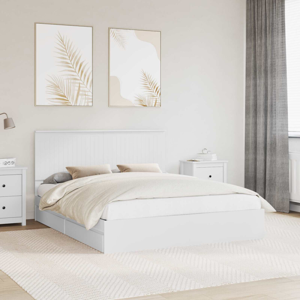 Vidaxl Storage Bed With Headboard White 160 X 200 Cm Engineered Wood
