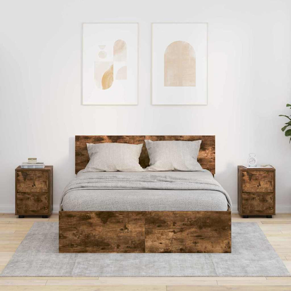 Vidaxl Bedside Tables With Drawer 2 Pcs Smoked Oak 30.5 X 30 X 43 Cm