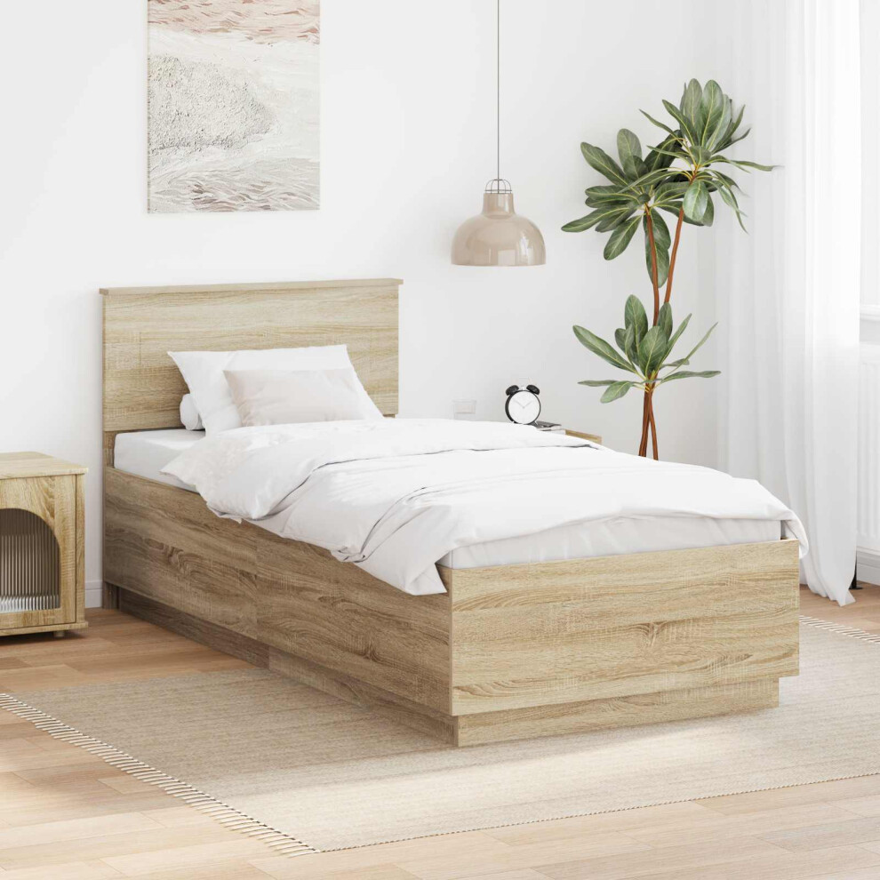 Vidaxl Bed Frame With Headboard Sonoma Oak 70 X 190 Cm Engineered Wood