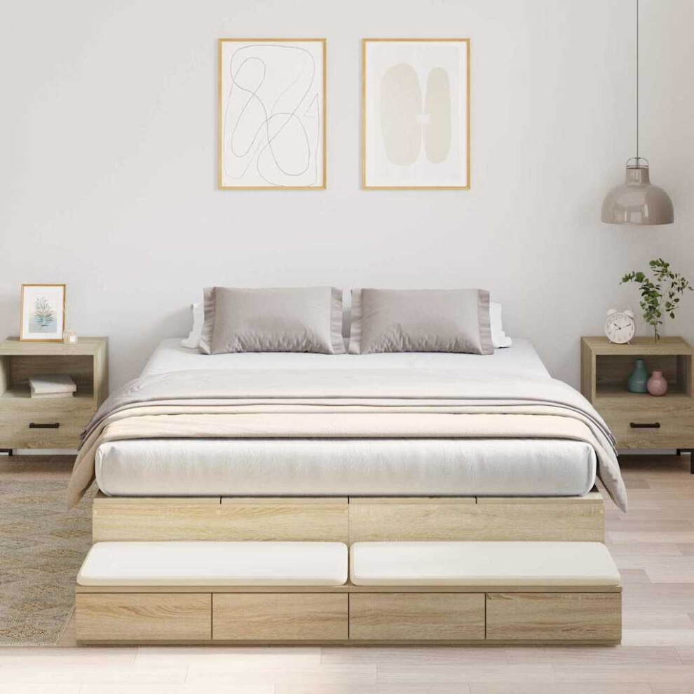Vidaxl Storage Bed Frame With Drawer Sonoma Oak 150 Cm Engineered Wood
