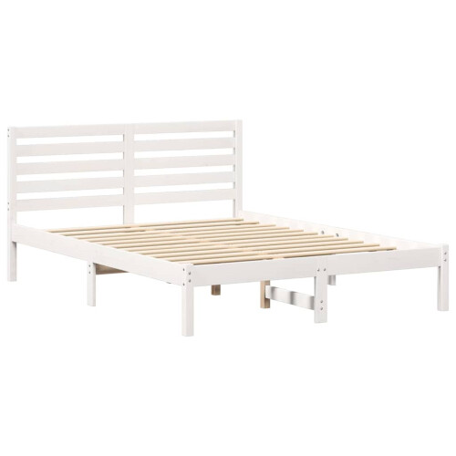 VidaXL vidaXL Bed Frame with Headboard White 120 x 190 cm Solid Pine Wood 1