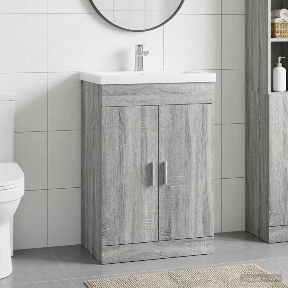 Vidaxl Bathroom Under Sink Cabinet Sonoma 78.5 X 37.5 X 81 Cm Grey