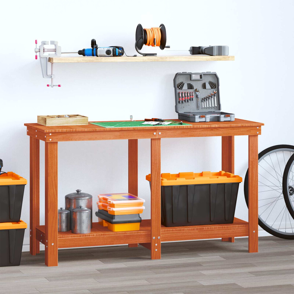 Vidaxl Work Bench Wax Brown 140 X 50 X 80 Cm Solid Pine Wood