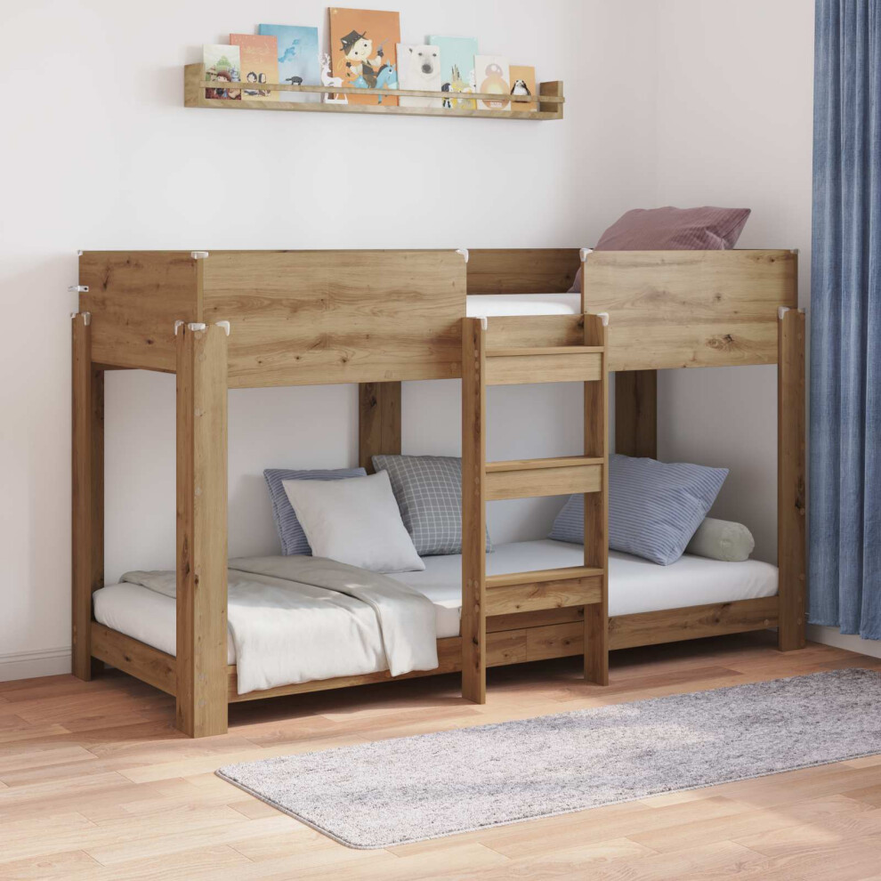 Vidaxl Bunk Bed For Kids Artisan Oak 75 X 190 Cm Engineered Wood