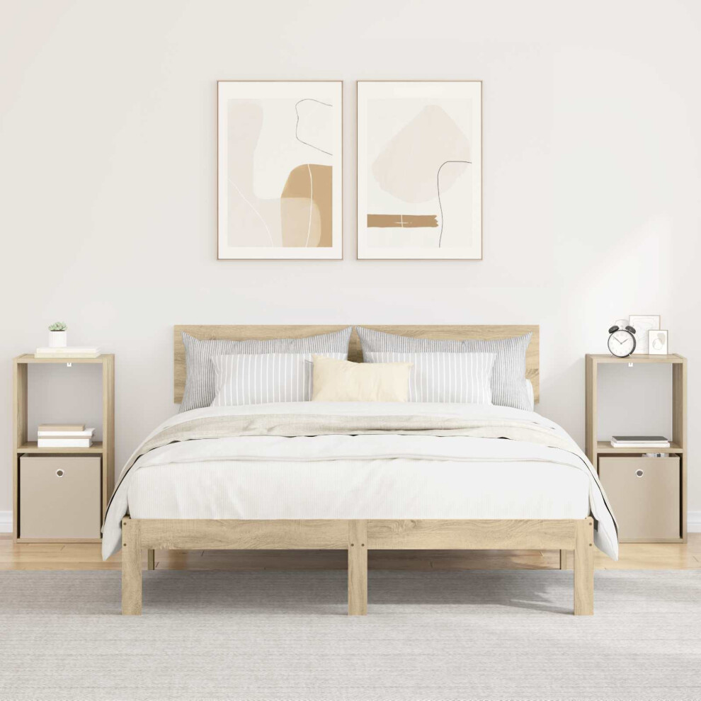 Vidaxl Bedside Table With Drawer 2 Pcs Sonoma Oak 35 X 32 X 68.5 Cm