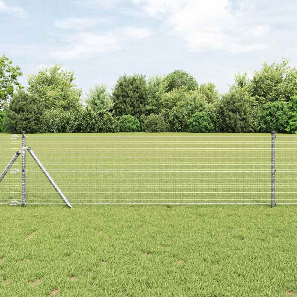 Vidaxl Ground Fix Welded Wire Fence 10 X 0.8 M Silver Mesh