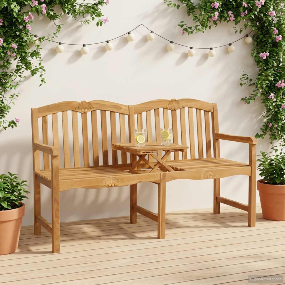 Vidaxl Handcarved Rose Bench Natural 155 X 60 X 94 Cm Solid Teak Wood