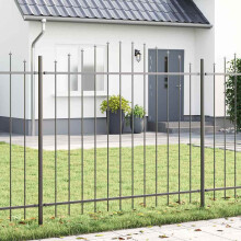 vidaXL Garden Fence 3 pcs Grey 170 x 190 cm Powder-Coated Steel