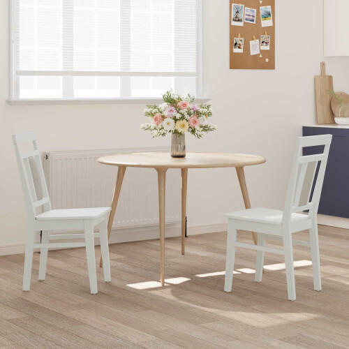 VidaXL vidaXL Dining Chair 2 pcs White Solid Rubber Wood 1