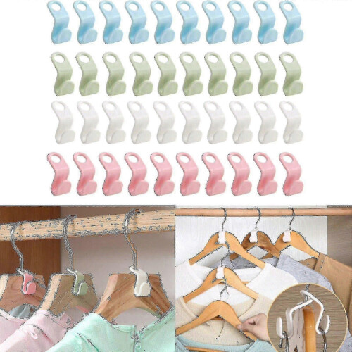 40 Pcs Clothes Hanger Connector Hooks Closet Hangers Organizer Space-saving Clip D 1