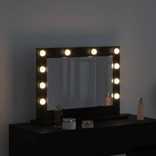 VidaXL vidaXL Vanity Mirror Rectangular with Mirror Black Oak 60 x 45 x 18 cm 1