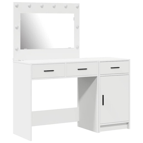 VidaXL vidaXL Dressing Table with Mirror Lights 2 pcs White Engineered wood 1