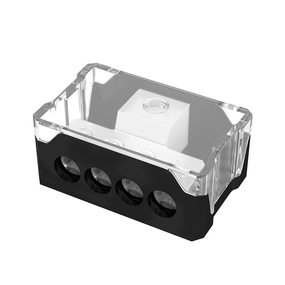 4 Way Audio Power Distribution Block 1X 0/2/4 Awg Gauge In 4X 4/8/10 Gauge Out Ground Distributor Connecting Block 4712755516090