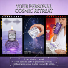 (Purple Set) Luxury Self-Care Spa Gift Basket Bath Set for Women: Bath Soak, Bath Salt, Bath Bombs, Candle, and Mug in a -Themed Box