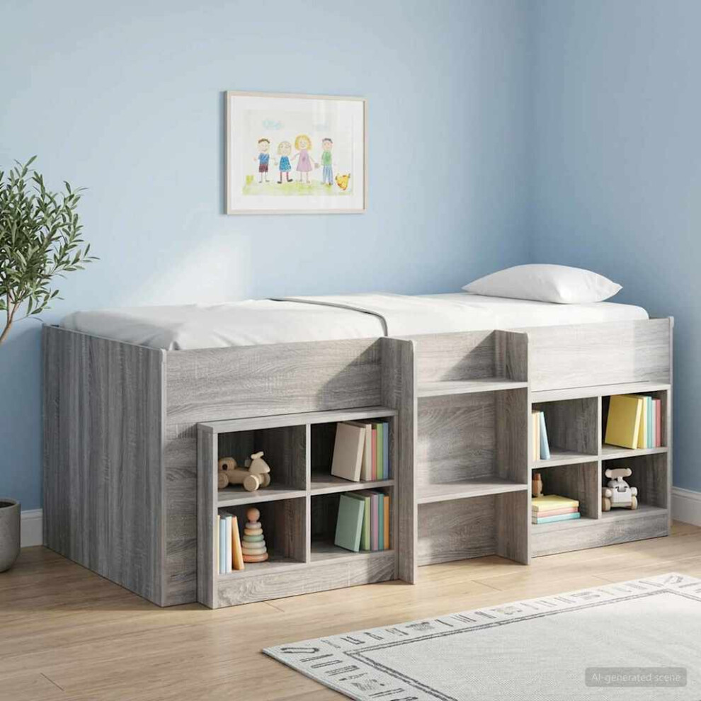 Vidaxl Kids'high Bed Frame 2 Pcs Sonoma 90 X 200 Cm Grey