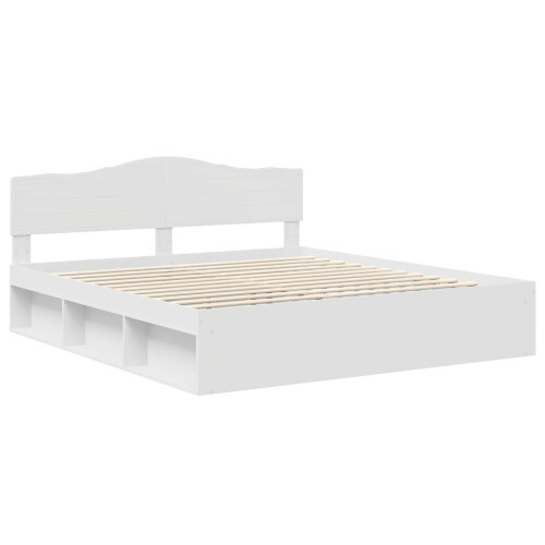 VidaXL vidaXL Bed Frame with Headboard White 200 x 200 cm Solid Pine Wood 2