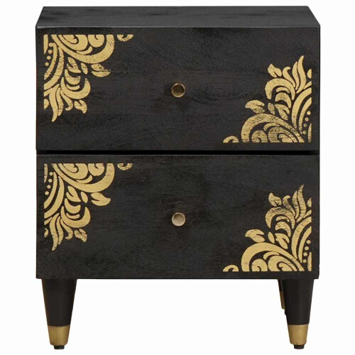 VidaXL vidaXL Bedside Cabinet 2 pcs Black 40 x 33 x 46 cm Solid Mango Wood 1