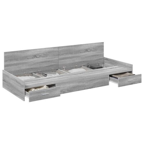 VidaXL vidaXL Bed Frame with Drawer Grey Sonoma 90 x 190 cm Engineered Wood 1
