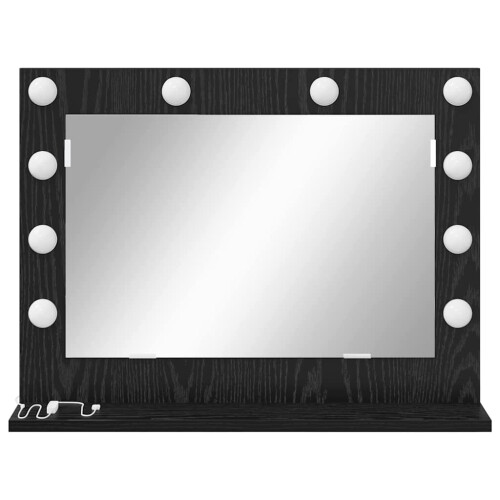 VidaXL vidaXL Vanity Mirror Rectangular with Mirror Black Oak 60 x 45 x 18 cm 2