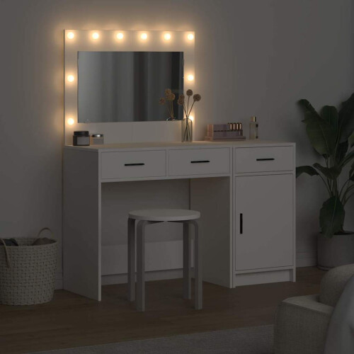 VidaXL vidaXL Dressing Table with Mirror Lights 2 pcs White Engineered wood 2