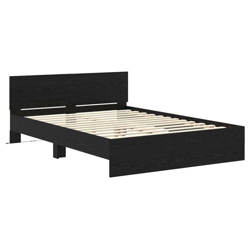 VidaXL vidaXL Bed Frame with Headboard Black Oak 150 x 200 cm Engineered Wood 1