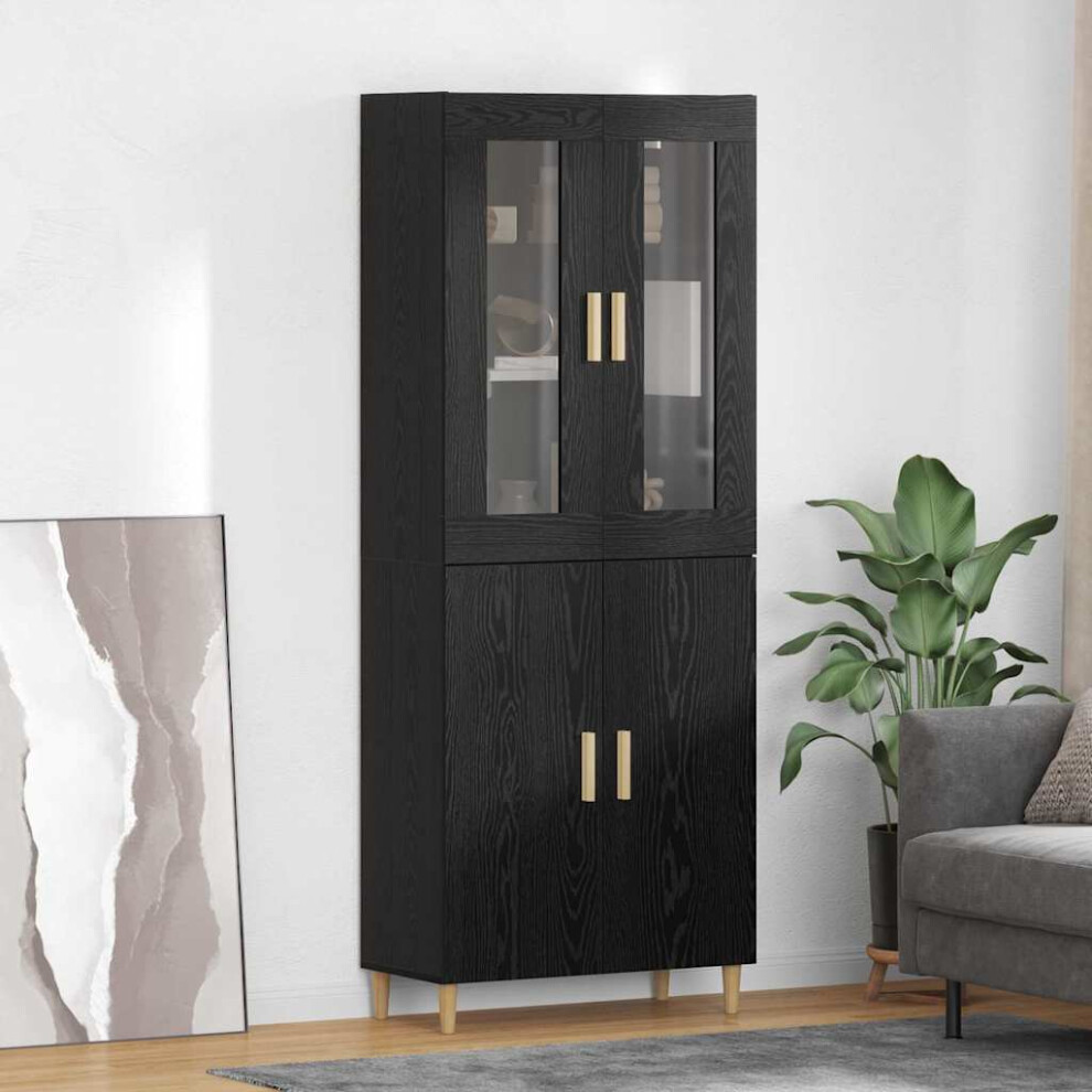 Vidaxl Highboard Black Oak 69.5 X 34 X 180 Cm