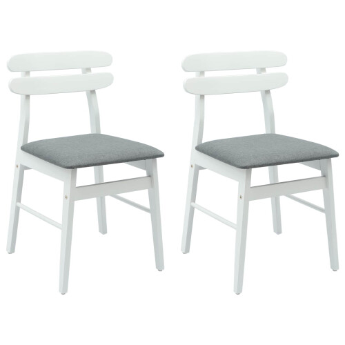 VidaXL vidaXL Dining Chair 2 pcs White and Grey Solid Rubber Wood 1