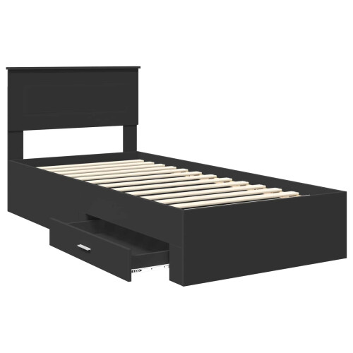 VidaXL vidaXL Bed Frame Black and Silver 75 x 190 cm Engineered Wood 1