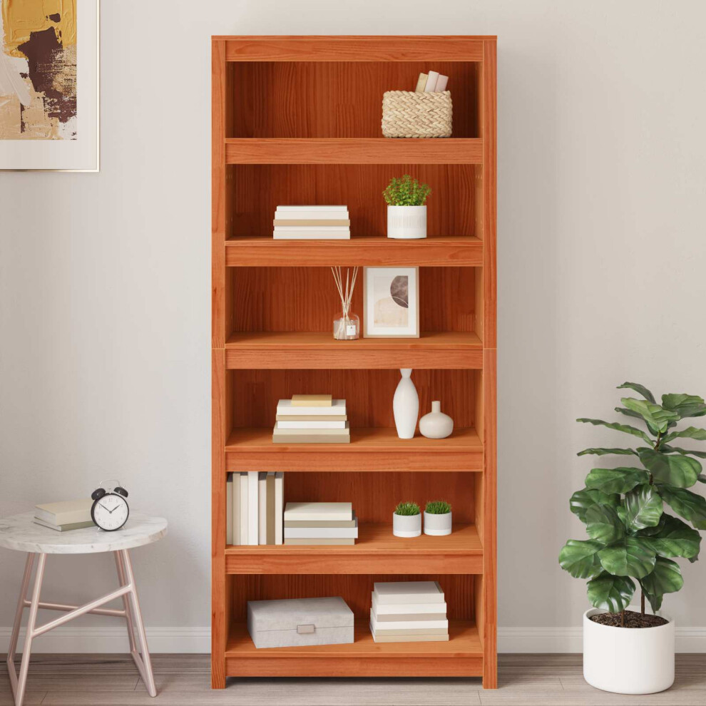 Vidaxl Book Cabinet Wax 80 X 35 X 183 Cm Solid Pine Wood Brown