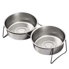 Large Stainless Steel Dog Bowl with Thickened Stand Elevated Pets Products Supplies Feeders Accessories Tip Proof B