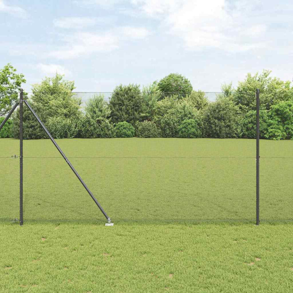 Vidaxl Welded Wire Fence With Spikes 50 X 1.5 M Pvc-Coated Steel Grey