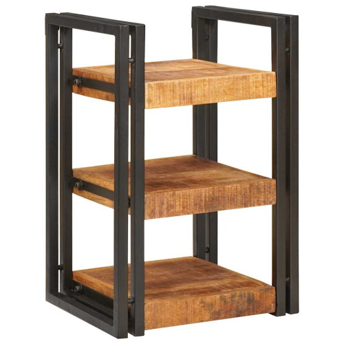 VidaXL vidaXL Bedside Table Brown and Black 38 x 33 x 58 cm Solid Mango Wood 1
