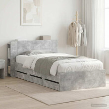 vidaXL Bed Frame with Storage with Headboard Concrete Grey 80 x 200 cm